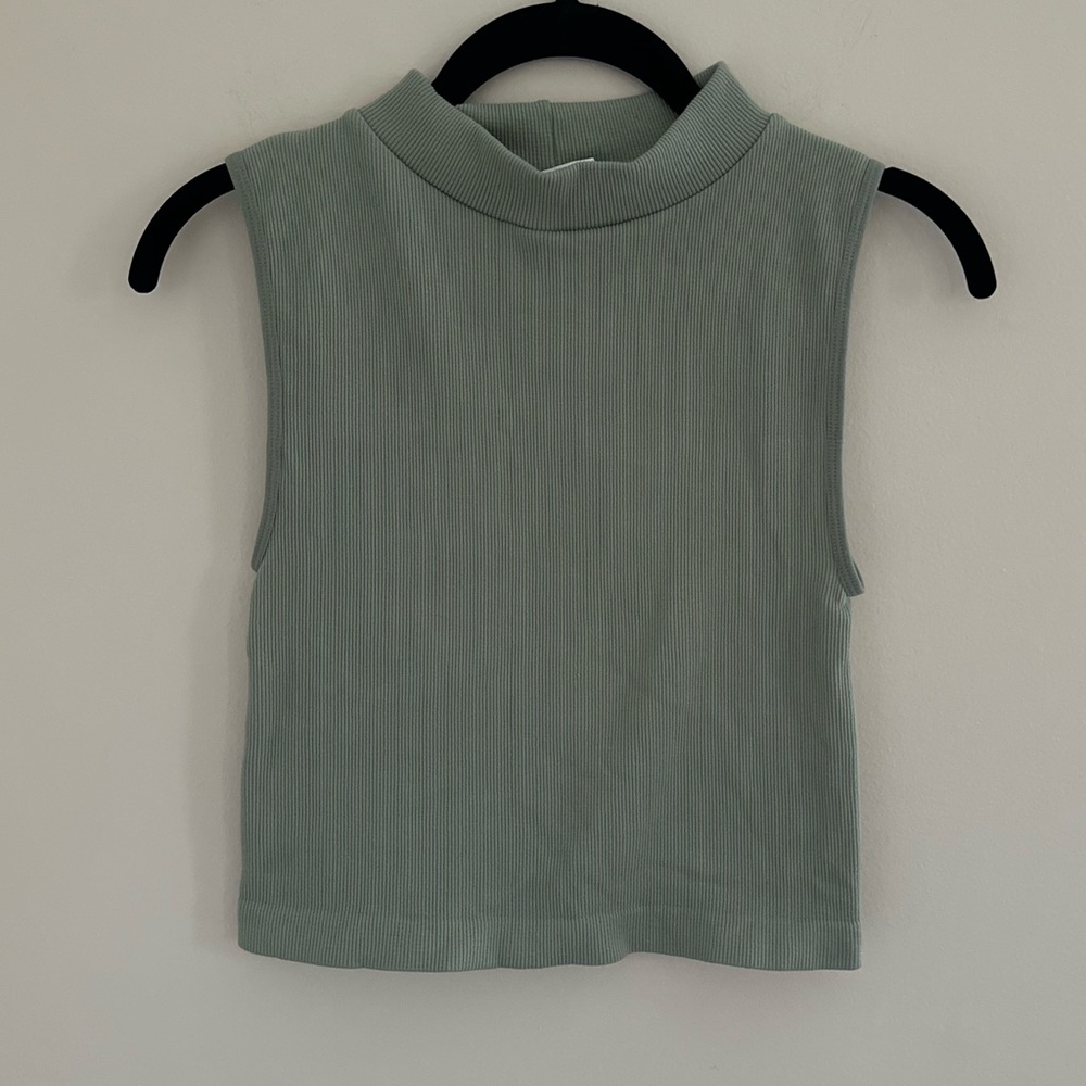Cotton On Sleeveless Mock Neck Ribbed Crop Tank